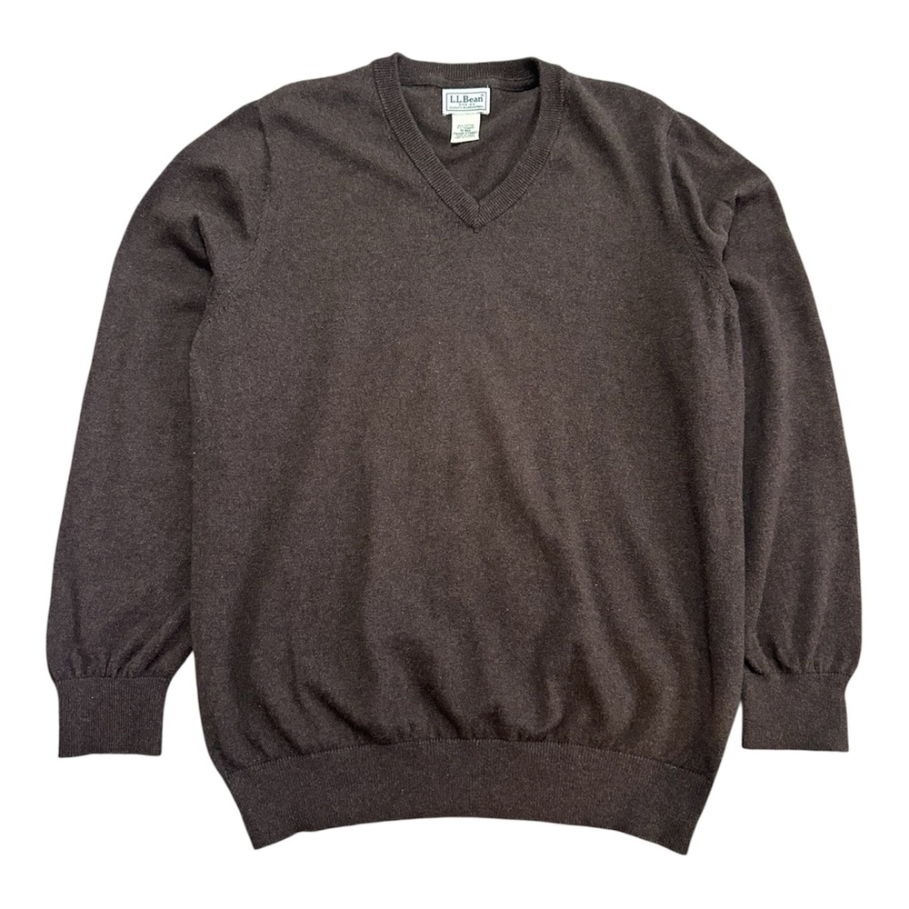 L.L. Bean Men's Brown Cashmere-Blend Sweater V-Neck Size M
